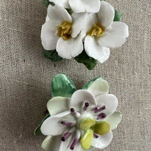 Vintage fine bone china floral brooches